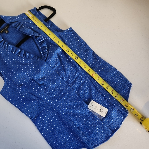 Brooks Bros Brothers Blue Polka Dot Ruffle Sleeveless Shirt Top New NWT Size 0 - Picture 11 of 12